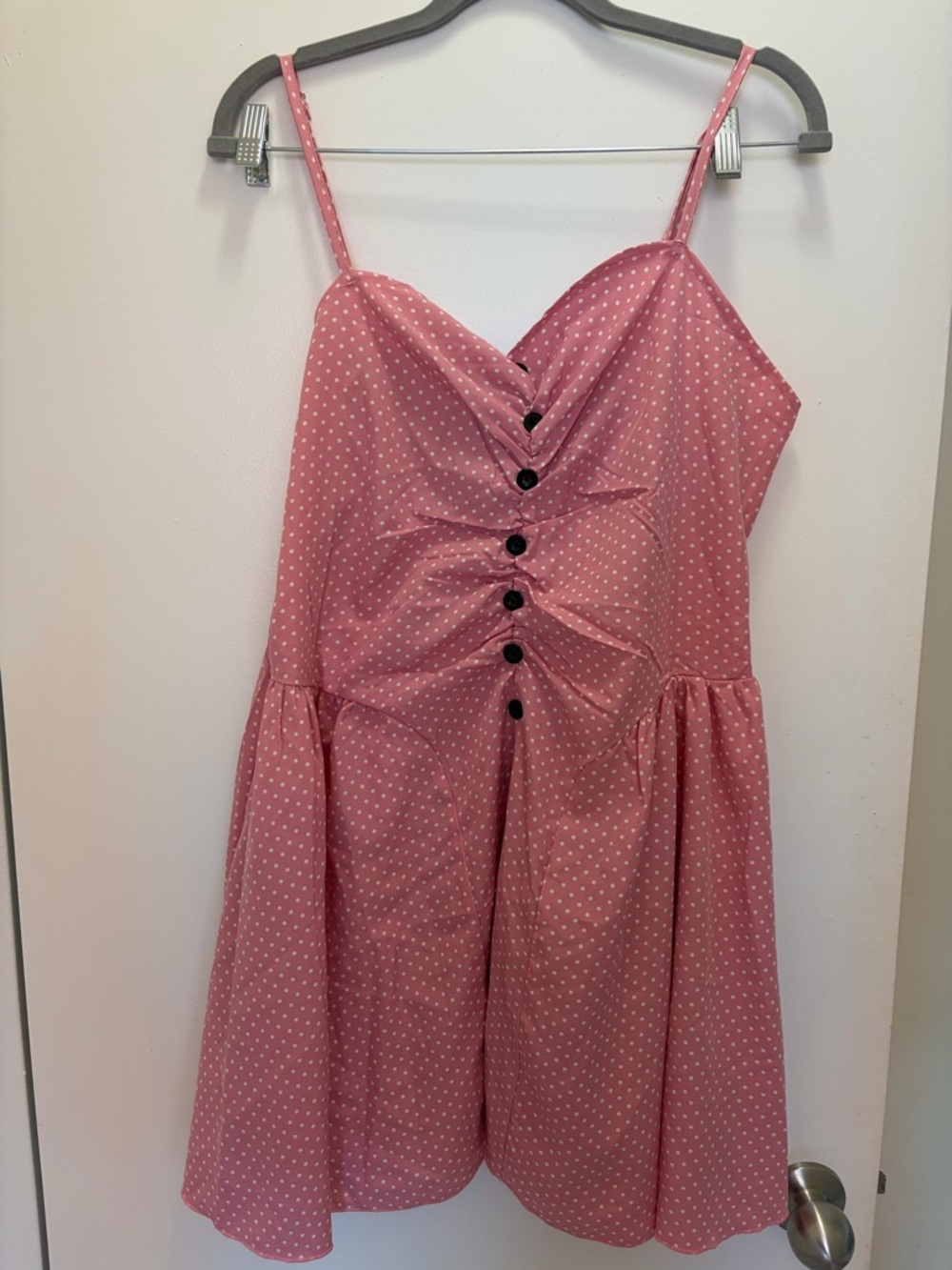 SHEIN Plus Size Pink Polka Dot Button-Front Sundress Size 1X
